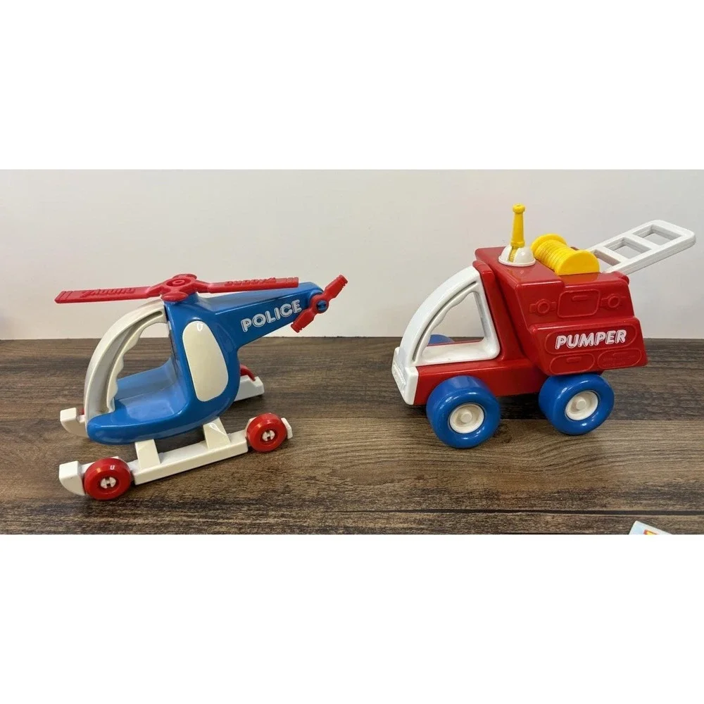 Vintage My First Buddy Toy Police Blue Helicopter & Fire Truck Rescue Buddy L